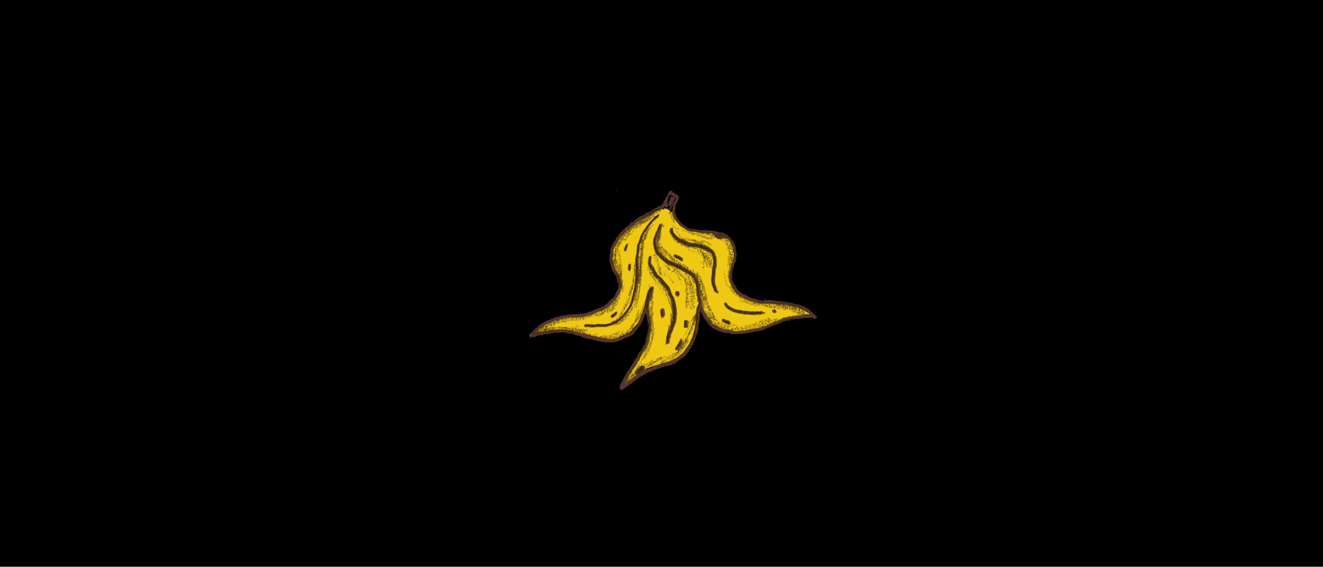 Illustration of a banana peel skin on a black background
