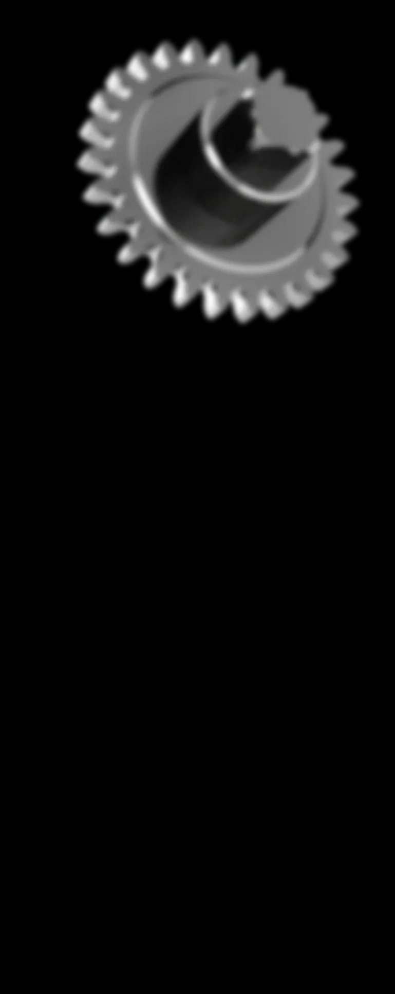 A detailed 3D render of a single silver mechanical watch gear with a central hub.